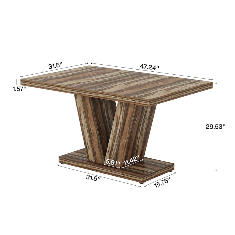 47” Farmhouse Small Rectangle Dining Table for Kitchen Dining Room