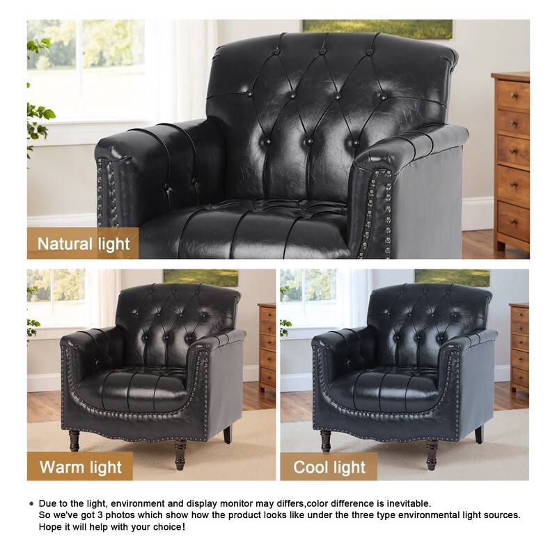 31" W Tufted Vegan Leather Accent Chairs for Living Room Set of 2