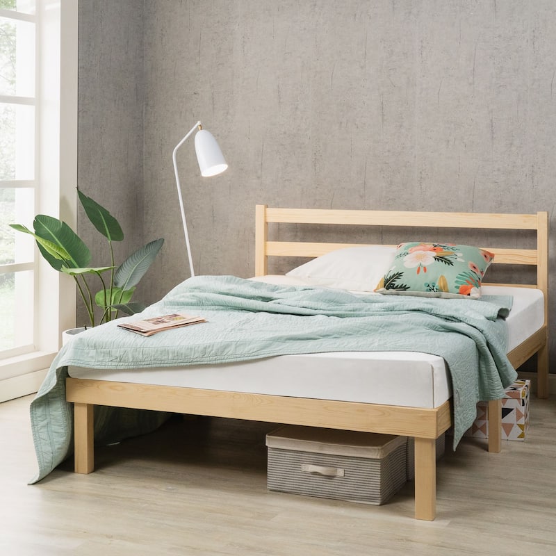 Priage by ZINUS Pine Wood Platform Bed Frame with Headboard