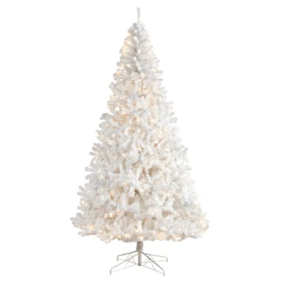9ft. White Artificial Christmas Tree with 1860 Branches and 650 LED Lights - Elegant Festive X-Mas Centerpiece