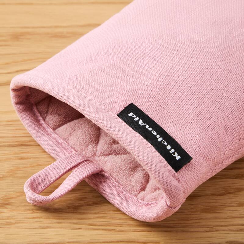 KITCHENAID Gourmet Series Gridlines Mini Oven Mitts 2-Pack Set, Heat Resistant up to 600°F, Soft Silicone Grip, Magnetic Cuff
