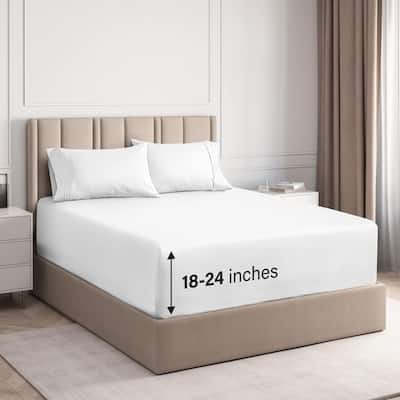 CGK Linens 4 Piece 100% Cotton Inch Extra Deep Pocket Bed Sheet Set