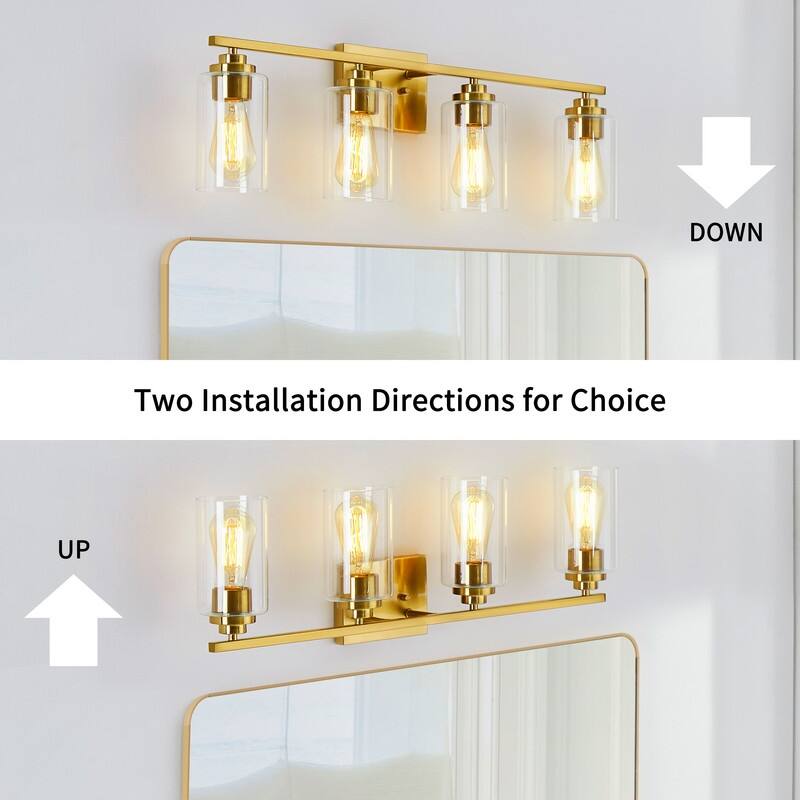 KAWOTI Rive 30" 4-Light Modern Dimmable Vanity Light with Clear Glass