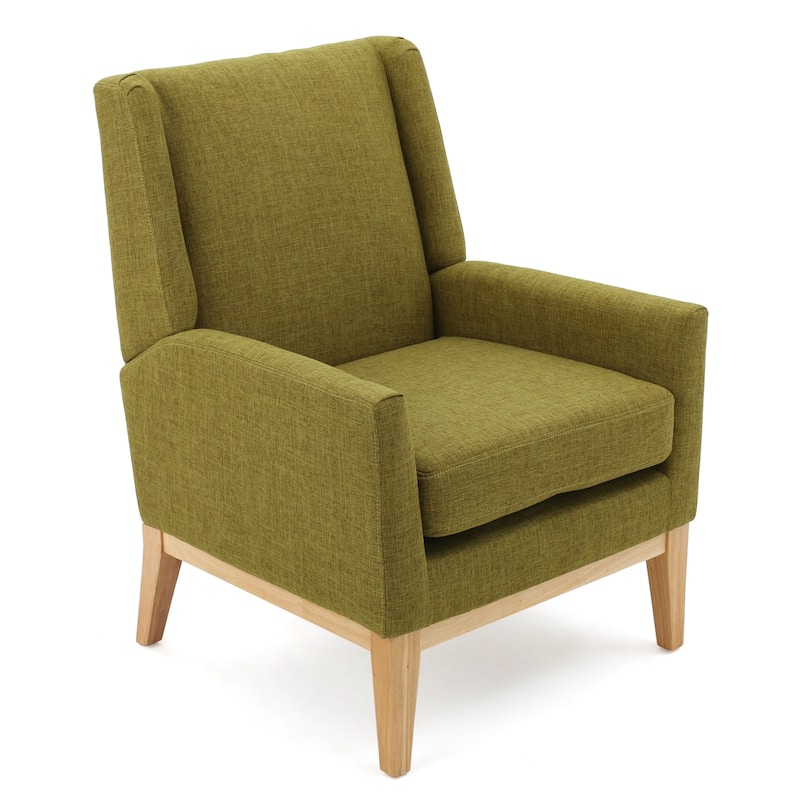 Green Modern 27.5" Upholstered Accent Chair with Wide Cushion and Wood Legs for Living Room