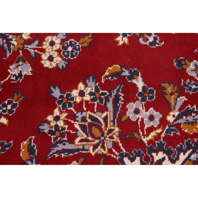 Floral Red Kashan Turkish Rug Machine-Made Medallion Carpet - 9'7" x 12'7"