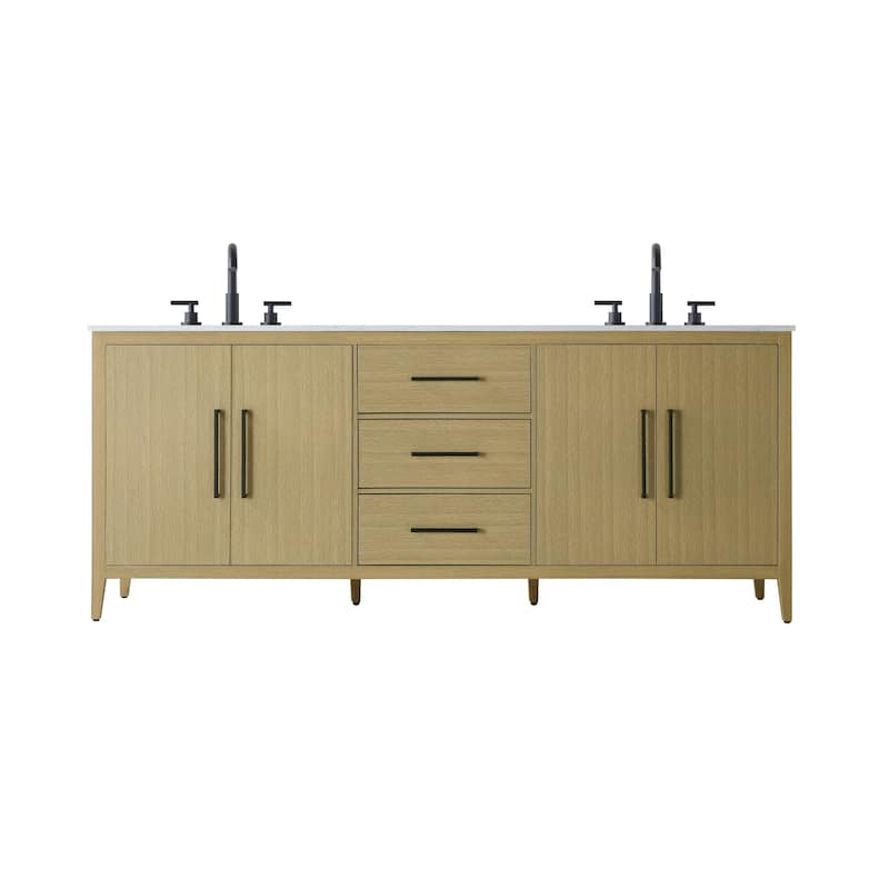 Elegant Lighting VF29384D Millie 84" Free Standing Double Basin Vanity - Honey Brown
