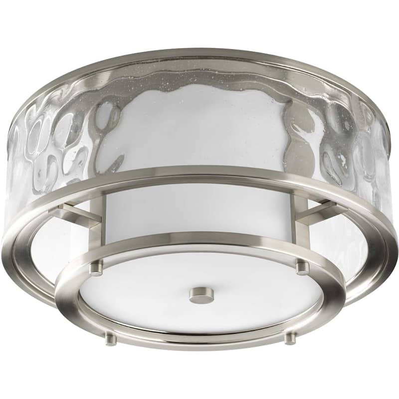 Progress Lighting Bay Court 2 Light Flush Mount Outdoor Ceiling - Brushed Nickel