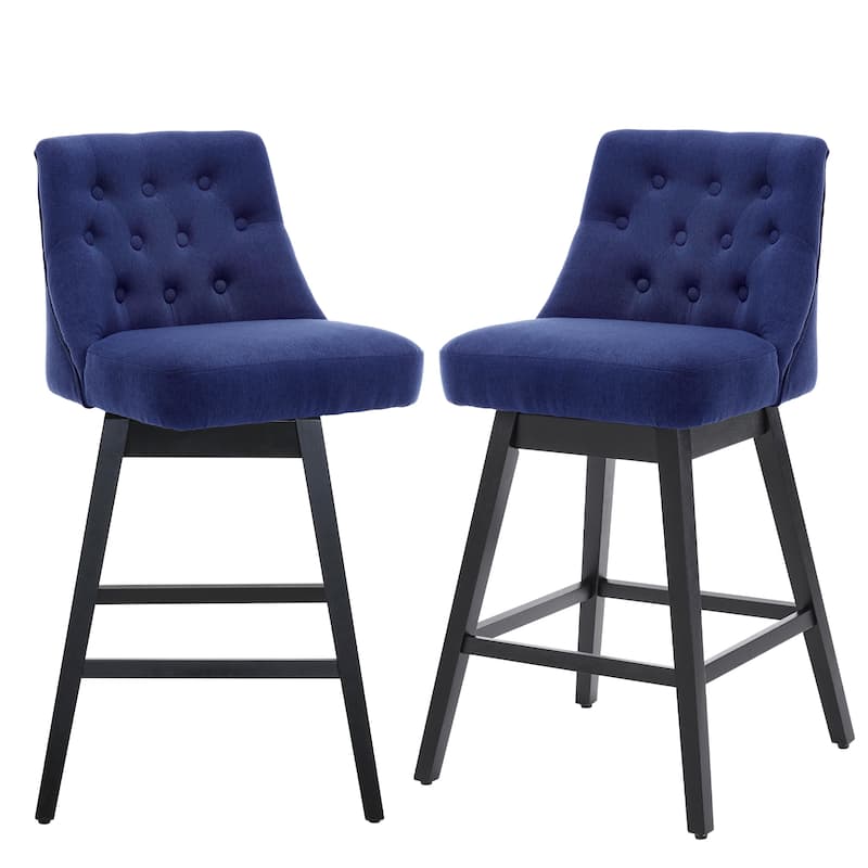 26"/29" Upholstered Swivel Counter and Bar Height Stools Solid Wood Frame (Set of 2)