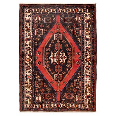 ECARPETGALLERY Hand-knotted Anadol Black, Red Wool Rug - 4'9 x 6'8