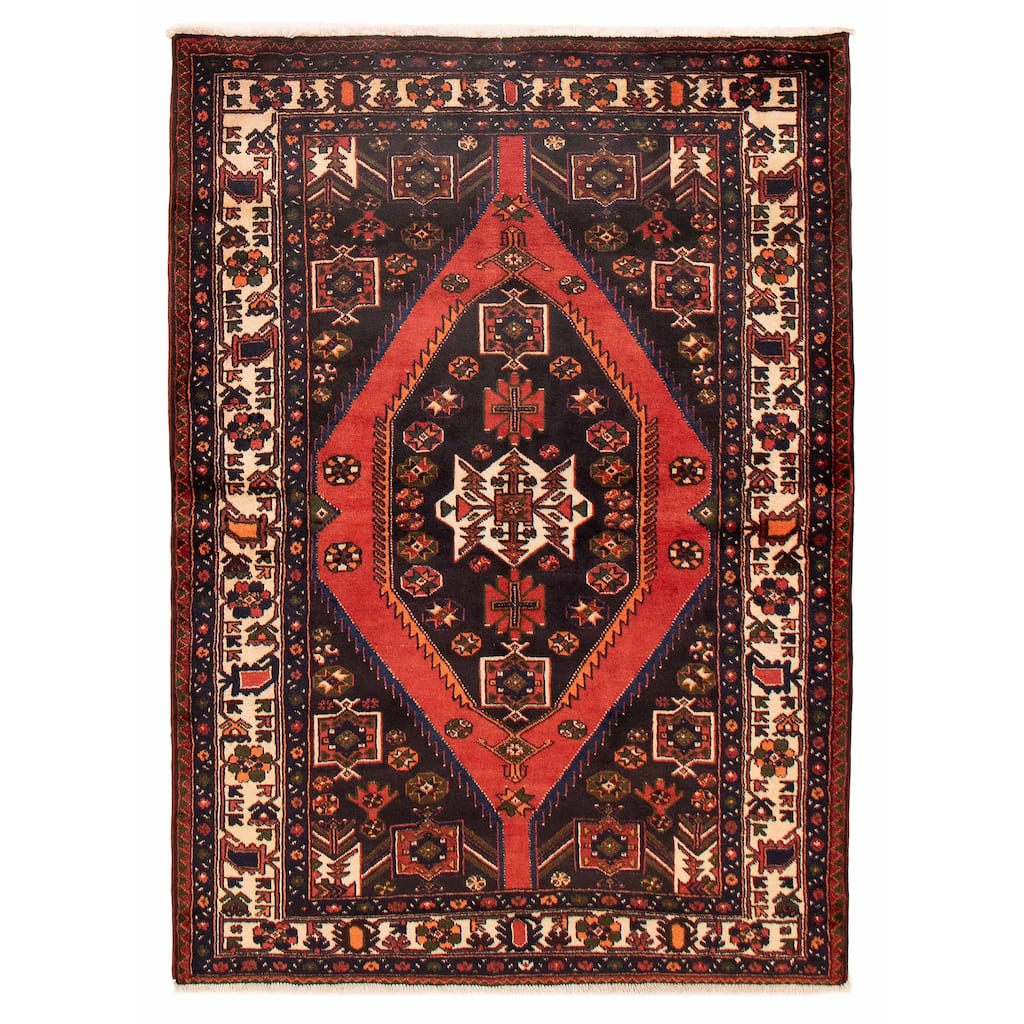 ECARPETGALLERY Hand-knotted Anadol Black, Red Wool Rug - 4'9 x 6'8