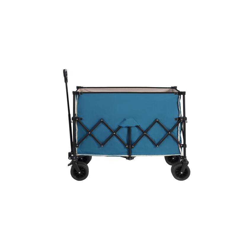 220lbs Weight Capacity Heavy Duty 300L Folding Utility Foldable Extended Wagon with All-Terrain Beach Wheels & Drink Holders