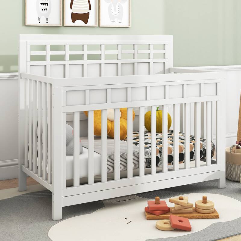 Pine Convertible Crib Baby Toddler Bed w 3 Adjustable Mattress Height