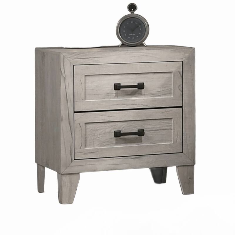 Bedside Table White Wash Finish Striking Elegant 1pc Nightstand Black