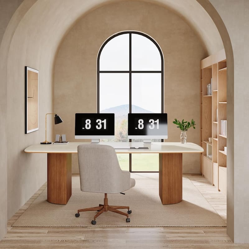 78.74" Extra Long Executive Computer Desk, Home Office Study Workstation Desk Collaboration Boss Desk