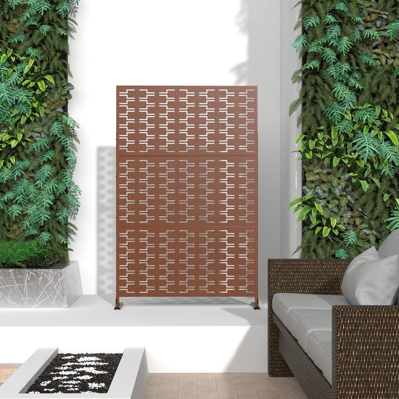 Metal Privacy Screen Panel Free Standing Bricks - 76x47