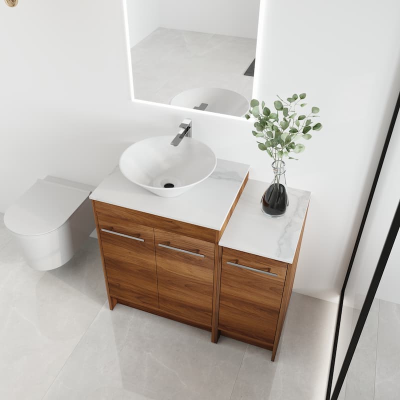 Malwee 24"/36"/48"/60" FreeStanding Bathroom Vanity, Floor Stand Bathroom Vanity with Ceramic Sink,Soft Close Door and Shelf