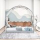 preview thumbnail 25 of 33, Princess Playhouse Bed Twin,Arched Canopy Bed with Pull-Out Trundle