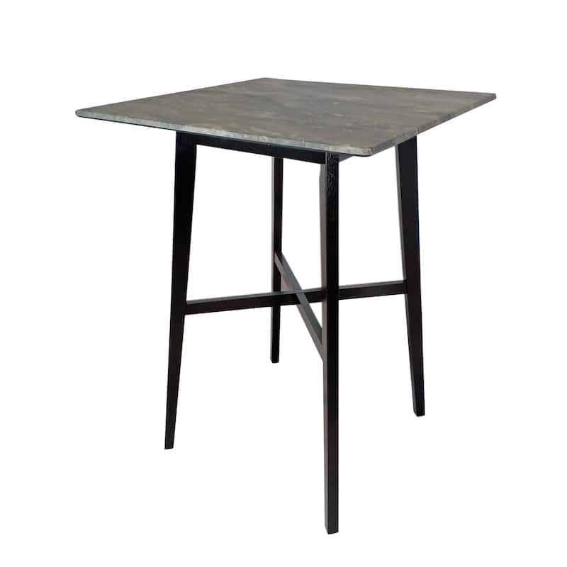 Modern Bar Height 42" Dining Table, Rubberwood Legs and Laminate Table Top, Paladina Marble Finish, Black