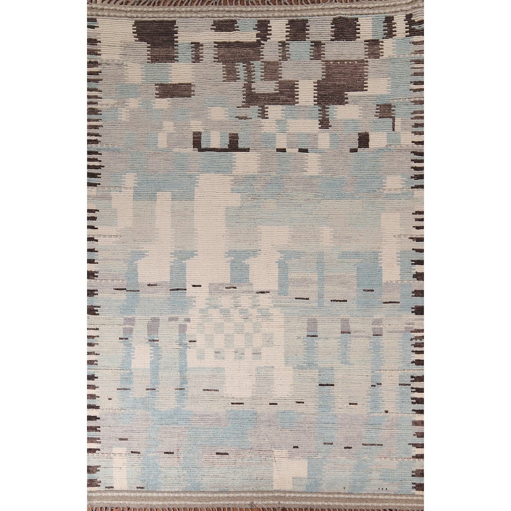 Moroccan Abstract Area Rug Handmade Multi-Color Wool Carpet - 8'10" x 12'0"