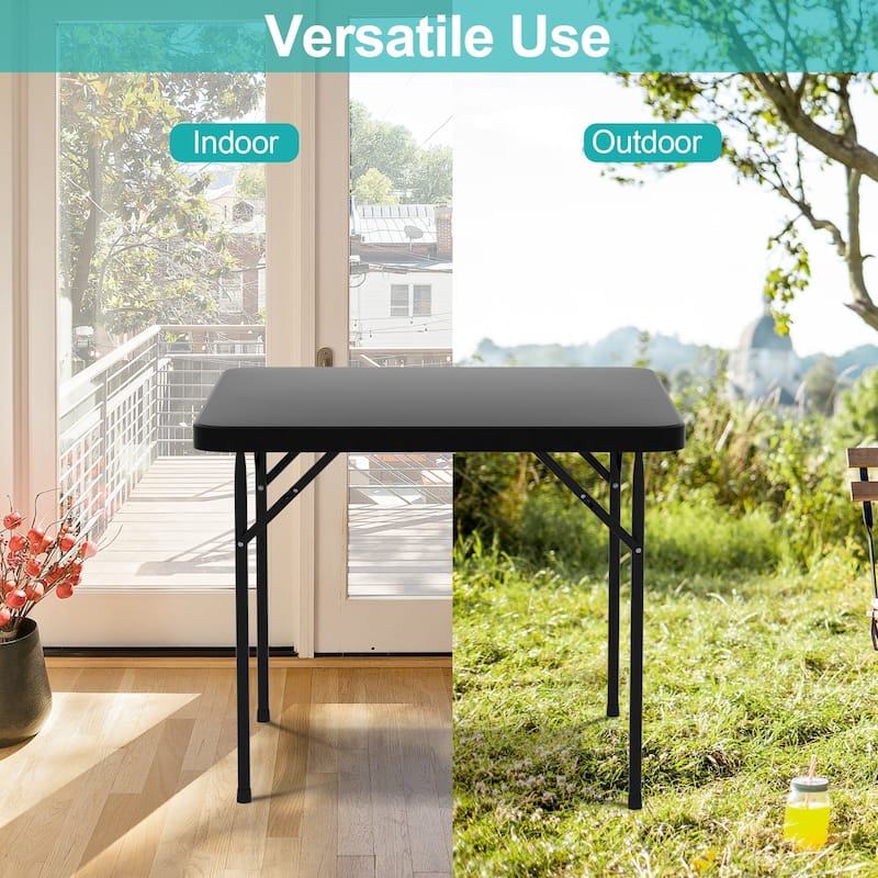 34" Folding Square Table Portable Plastic Dining Card Table for Kitchen or Outdoor Party Wedding Event