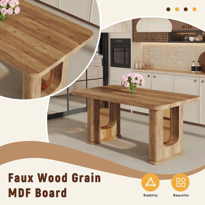 5-Piece Stylish Dining Table Set, Wood Color Textured Kitchen Table with 4 Dining Chairs, Rectangular Dining Table Set for 4