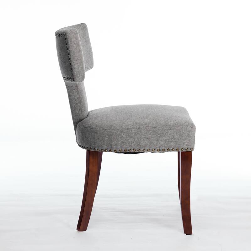 Hardwood Frame Dining Chairs Set of 2, Dining Chair with Curved Backrest