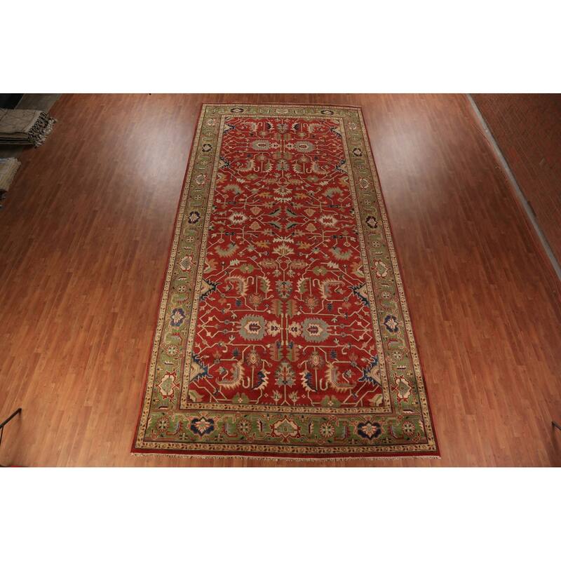 All-Over Large Oushak Indian Rug Handmade Wool Carpet - 8'11"x 18'0"