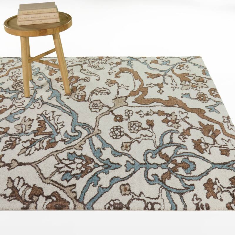 Lucania Floral Transitional Area Rug - Rust/Blue/Cream - 7'10" x 10'