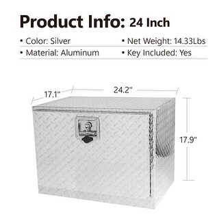 24 Inch Aluminum Stripes Plated Tool Box Organizer with Lock and Keys 24.2 L x 17.1 W x 17.9 H Bed Bath Beyond 42285862