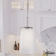 preview thumbnail 1 of 8, Hunter Nolita 1 Light Pendant, Kitchen Island, Dining Room, Contemporary, White Glass Shade 9" - Brushed Nickel