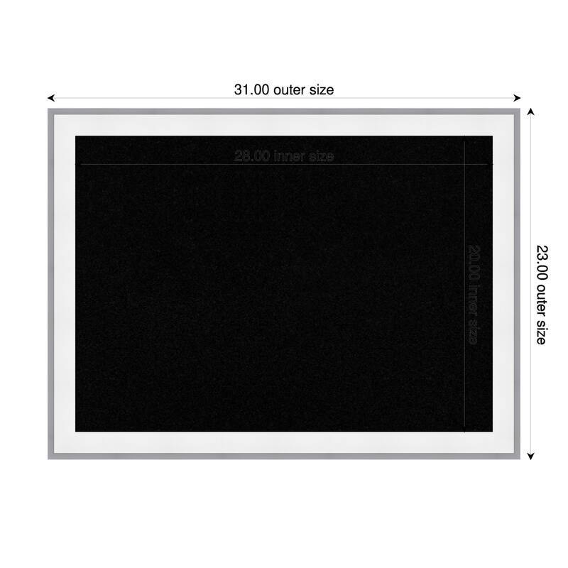 Maya White Silver Framed Cork Board - Bulletin Board, Organization Board, Pin Board - Black - 31 x 23 in