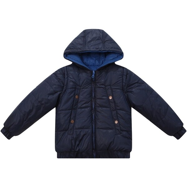Richie House Baby Boys Blue Hooded Removable Sleeves Padded Jacket 12M - 12 months