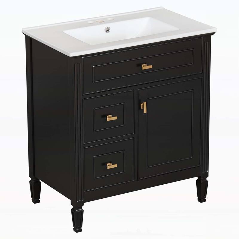 Bathroom Vanity Cabinet with Sink,with One Flip Drawer and Two Drawers,Adjustable Shelf