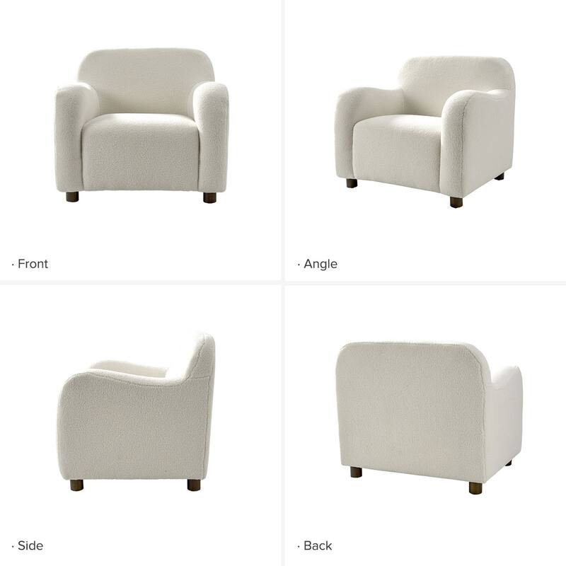 Wayne 35" Wide Boucle Upholstered Teddy Accent Chair with Solid Wood Legs by HULALA HOME