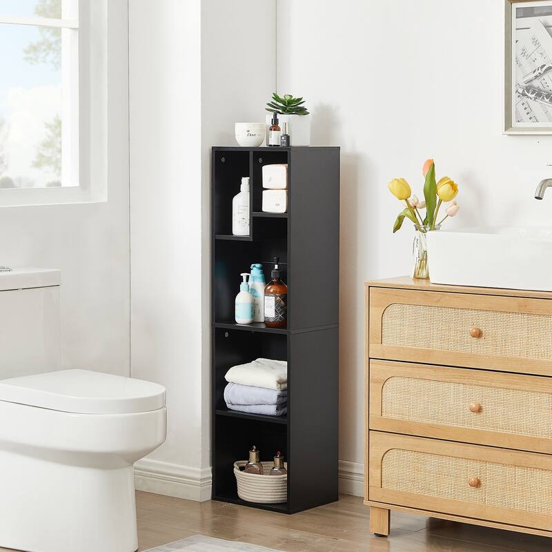 VECELO 3-Tier Bookcase and 4-Tier Bookcase set, Modern & Contemporary Wooden Bookshelf sets(set of 2)