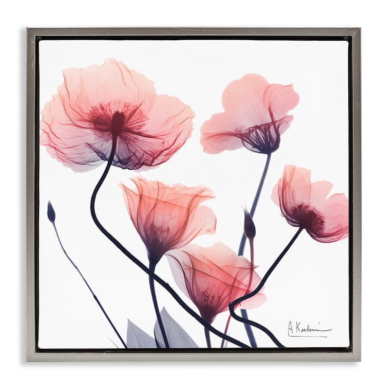 Stupell Pink Chic Simple Flowers Framed Floater Canvas Wall Art Design By Albert Koetsier - 18 x 18 - Grey