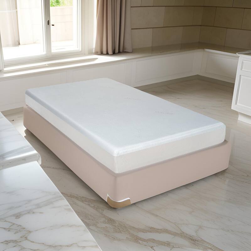 Que 6 Inch Twin Size Memory Foam Mattress, Gel Infused, Fabric Upholstery