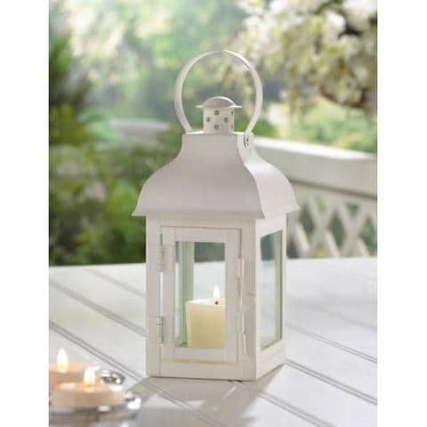 Gable Small White Candle Lantern