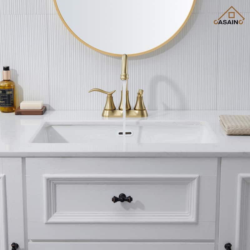 4 in. Centerset Double Handle Bathroom Faucet with Drain Kit Included