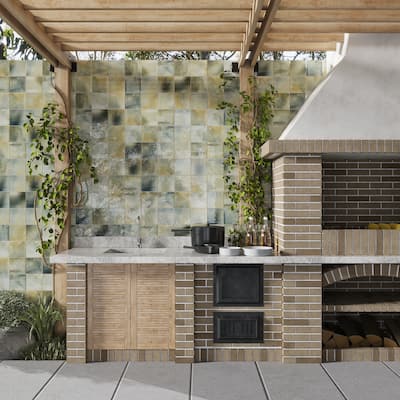 Zahara 6x6 Celadon Green Porcelain Zellige Square Wall and Floor Tile (5.38 sq ft/case) - 22 Pack