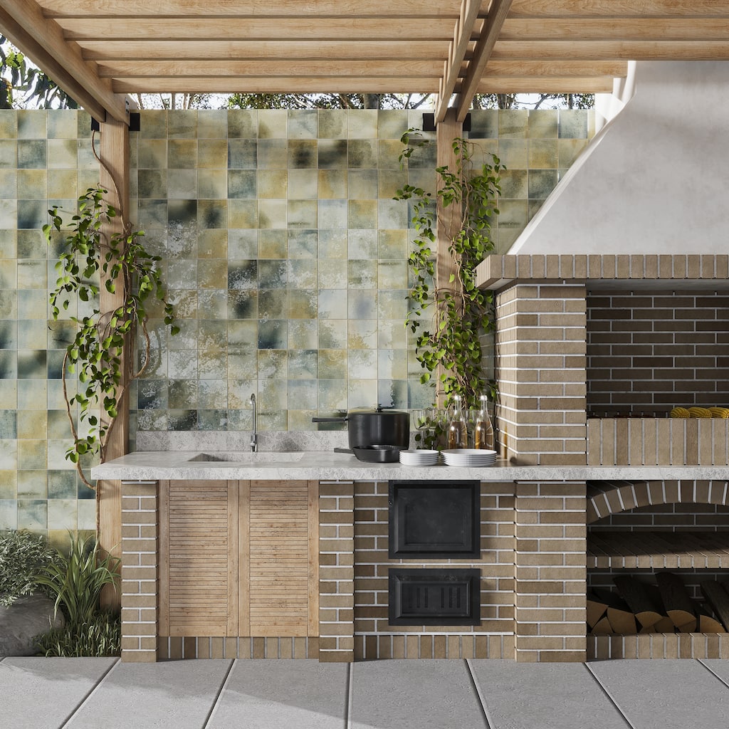 Zahara 6x6 Celadon Green Porcelain Zellige Square Wall and Floor Tile (5.38 sq ft/case) - 22 Pack