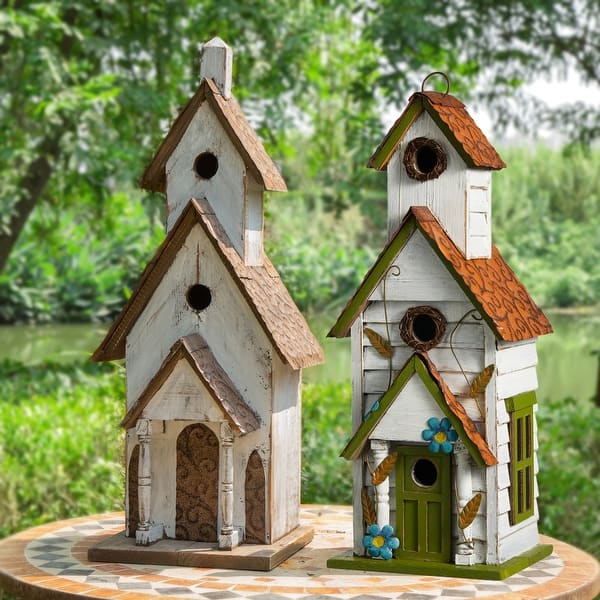 slide 2 of 32, Glitzhome 24"H Extra-Large Farmhouse Rustic Wood Birdhouse