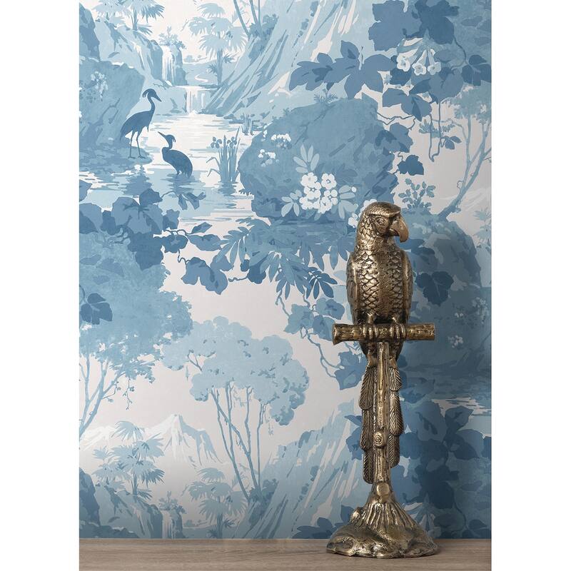 Brewster Eden Blue Crane Lagoon Wallpaper