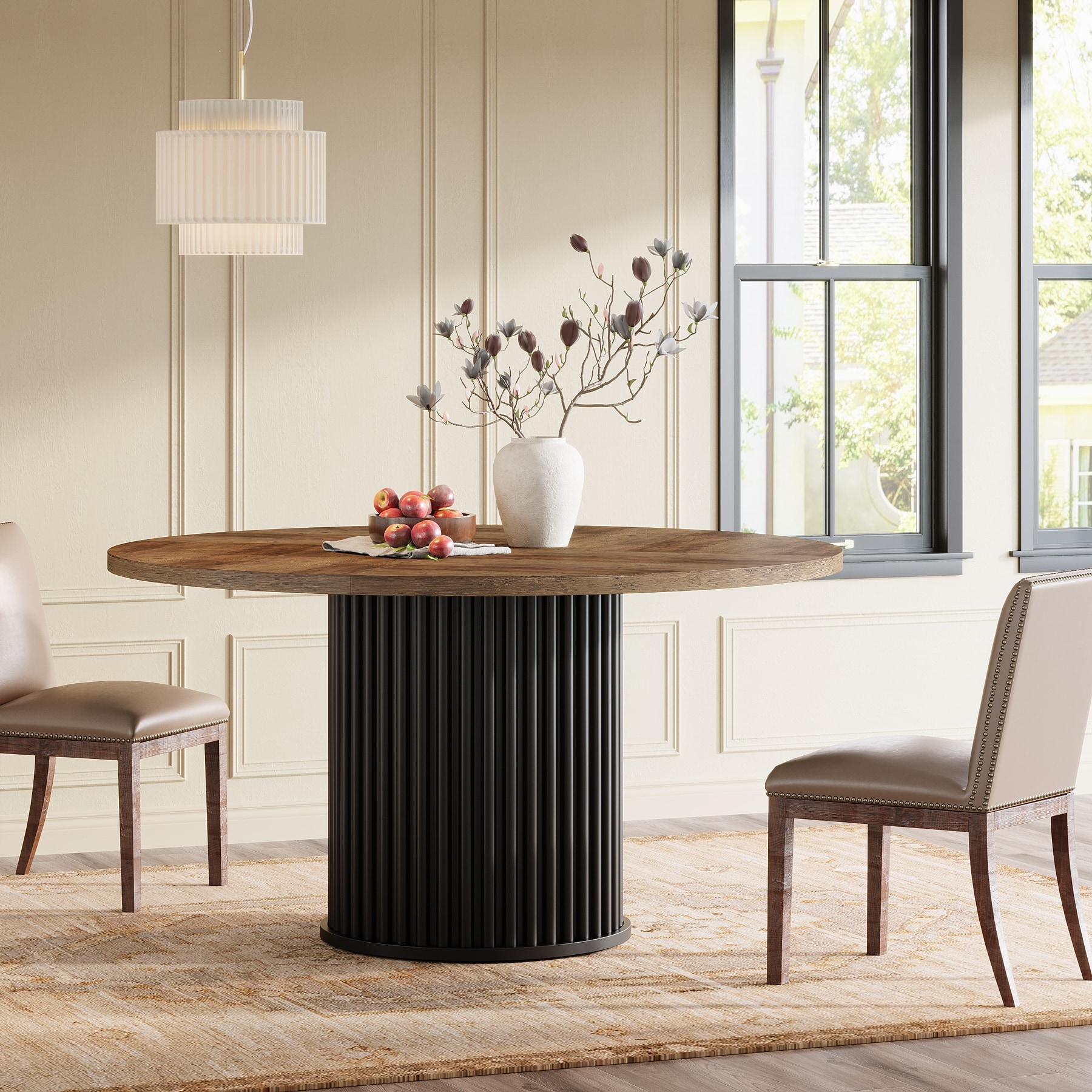 47 Inch Round Dining Table for 4-6 People - 47.24" W x 47.24" D x 29.92" H