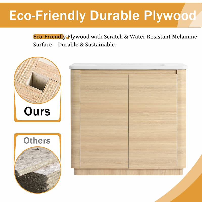 Malwee 36"/40" FreeStanding Bathroom Vanity with Sink, Floor Stand Bathroom Vanity with Soft Close Door and Adjustable Shelf