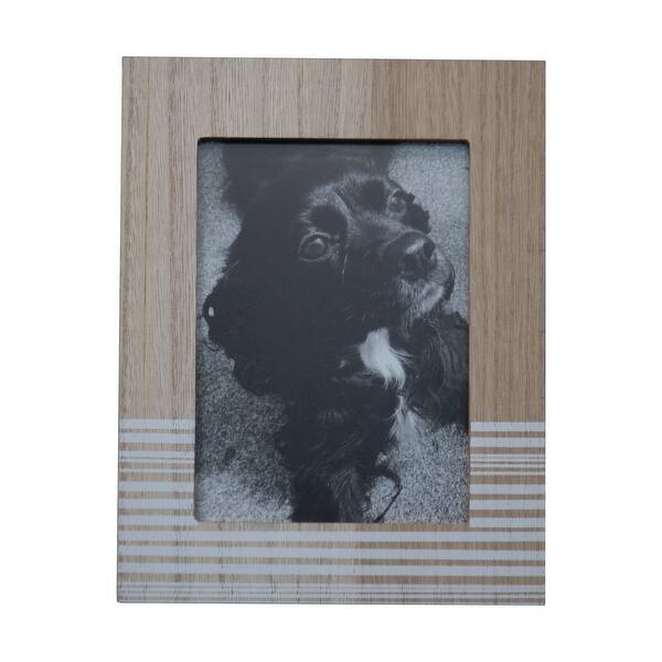 slide 1 of 7, Foreside Home & Garden White Striped 5x7 Inch Wood Decorative Picture Frame