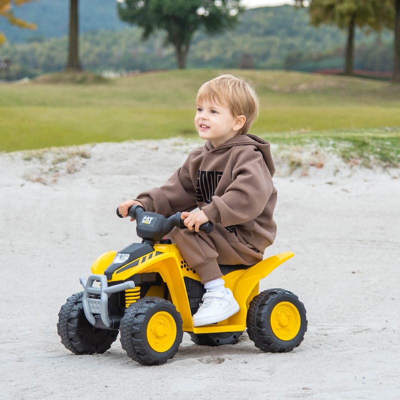 Costway CAT Licensed 6V Kids Ride on ATV with LED Headlight Horn - Yellow - See Details