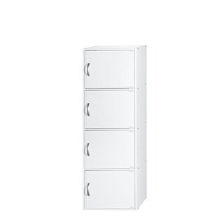 Hodedah Home Decorative 4-Shelf, 4-Door Bookcase - White - 11.8"Lx15.9"Wx47.4"H