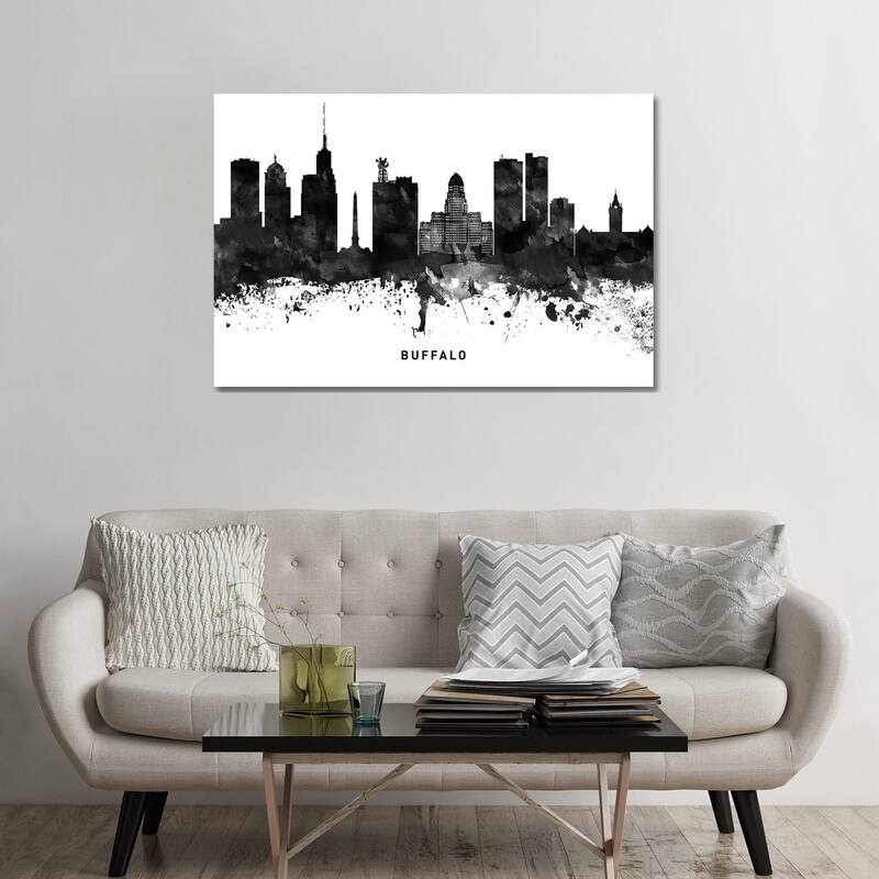 iCanvas "Buffalo Skyline Black & White" by WallDecorAddict Canvas Print - 32x48x1.5