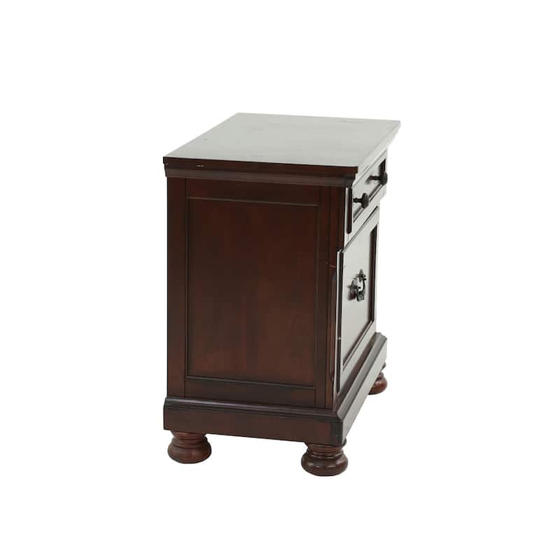 Rubber Wood 2 Drawers Nightstand